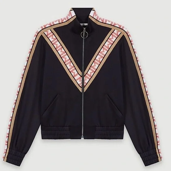 Maje black and M monogram lined track jacket long sleeve zip up size 1 - Picture 1 of 5